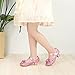PANDANINJIA Sadie Girls Heels Dress Shoes Rhinestone Bows Mary Jane Pumps Low Heel Princess Flower Wedding Party for Toddler Little Kid (Pink Sequin, 4 M US Big Kid)