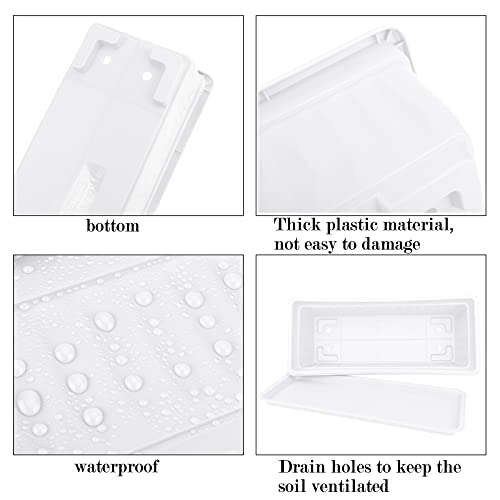 Elcoho 3 Pack Flower Window Box Planters 17 Inches Plastic Vegetable Plant Pot Rectangular Planters With Trays For Windowsill, Patio, Porch, Garden, Home Decor (White) #TOP2