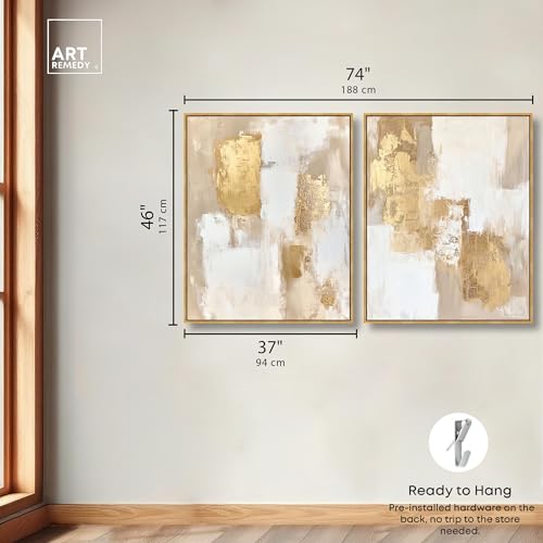 Golden Enigma Canvas Print Boho Wall Decor Set of 2 by Art Remedy, Gold Frame, 36 x 45 by Art Remedy - Used condition - Image 5