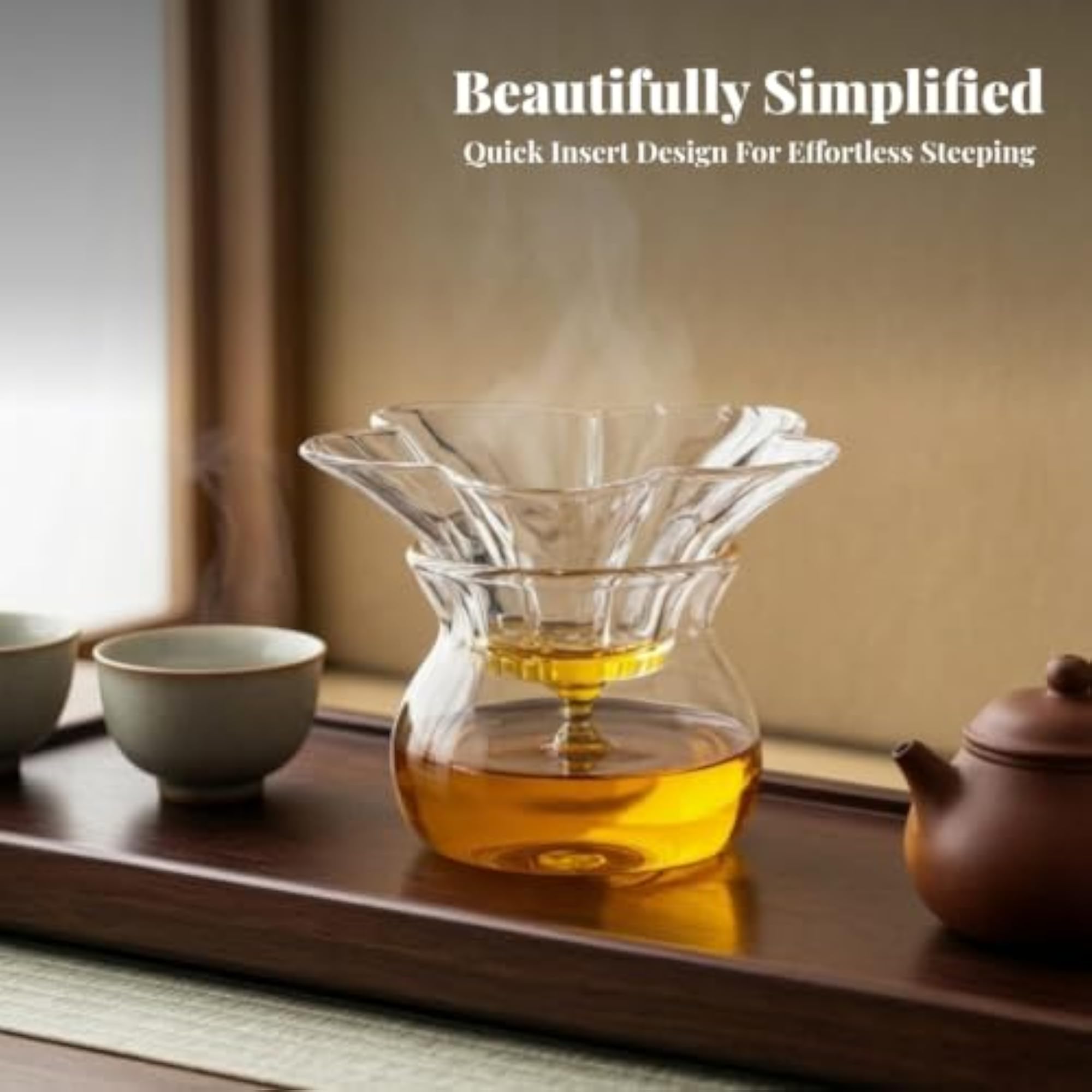 Loose Leaf Glass Tea Strainer with Heat-Resistant Base