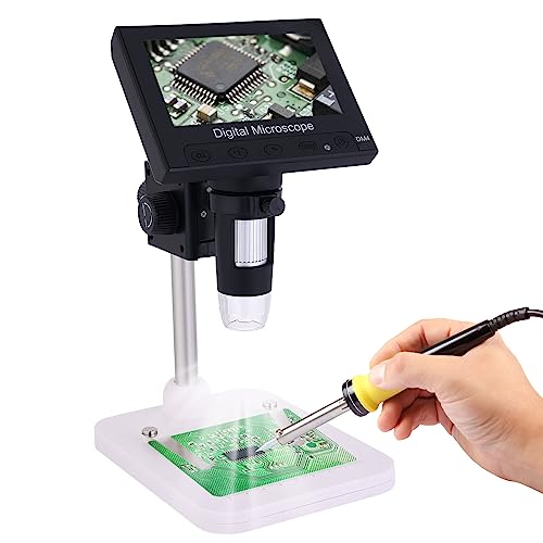 Poothoh 4.3-Inch Lcd Digital Microscope, 50X-1000X Magnification, Camera Handheld Microscope With 8 Leds, For Pcb/Coin Observation Soldering, Windows Compatible #TOP22