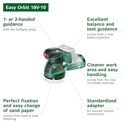 Bosch Cordless Random Orbit Sander EasyOrbit 18V-10 (Sanding on Small to Medium Wooden, Varnished and Painted Surfaces; Diameter: 125mm; 18 Volt System; Without Battery) 3 Bosch Cordless Random Orbit Sander EasyOrbit 18V-10 (Sanding on Small to Medium Wooden, Varnished and Painted Surfaces; Diameter: 125mm; 18 Volt System; Without Battery) - Image 3