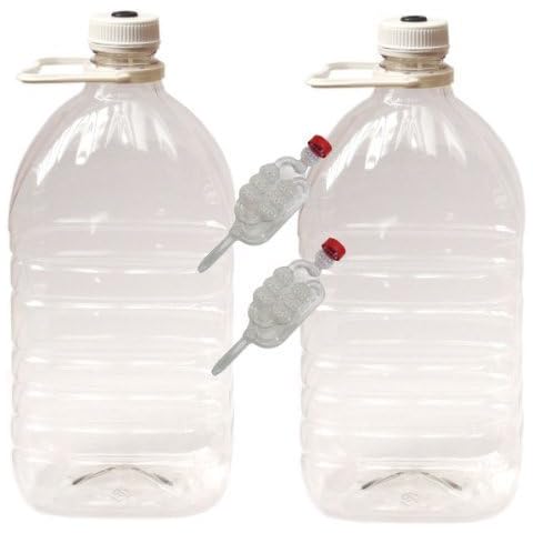 Pair of 5 Litre PET Demi-Johns with Caps, Grommets and Airlocks Cover