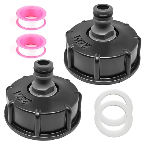 Aihoom 2 Pcs IBC Tank Fittings IBC Tank Adapter Kit S60X6 to 1/2 Threaded Hose Connector for Water Storage Durable Fitting Parts for UK & Europe Containers for Garden Water Butt Storage Tanks