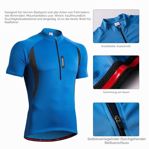 MEETWEE Herren Radtrikot Fahrradtrikot Kurzarm, Fahrradbekleidung Fahrrad Trikot T Shirt für Männer, Atmungsaktive Cycling Jersey Schnell Trocknen Radsport Bekleidung
