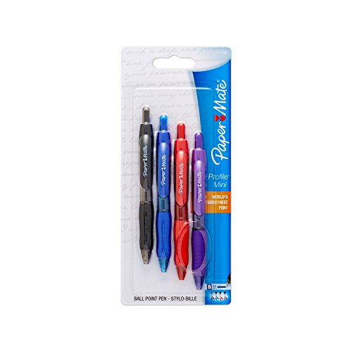Paper Mate Profile Retractable Ballpoint Pens, Bold Point, Assorted Colors, 4 Count