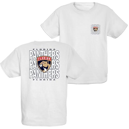 Florida Panthers NHL Officially Licensed Youth T-Shirt Front/Back Curl White, Medium