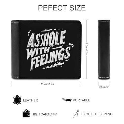 Asshole with Feelings Leather Wallets for Men Slim Bifold Purse Clutch with 6 Credit Card Pockets2