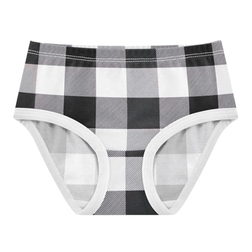 Cotton Toddler Underwear Custom Black White Buffalo Plaid Girl Panties Cute Cartoon Briefs Undies Kids 2t