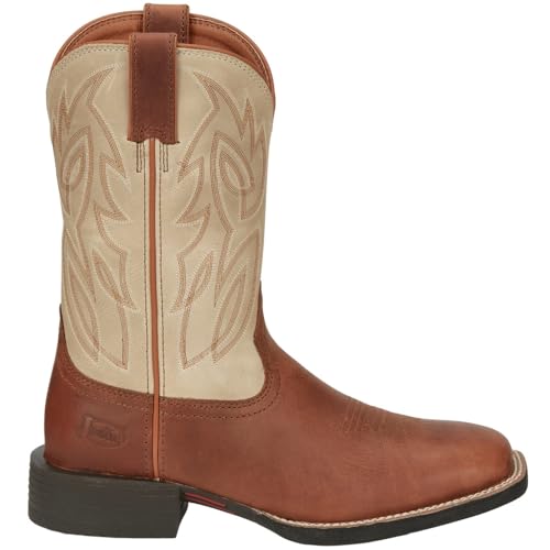 Image of Justin Canter 11 inch Western Boots for Men, Full Grain Leather, Woven Lining, Square Toe, Slip-Resistant Rubber Outsole