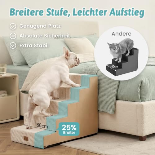 COZY KISS Hundetreppe für Kleine Hunde, 5 Stufen Breiter Haustiertreppe