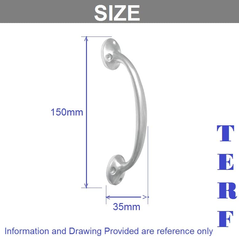 TERF® Heavy Duty Traditional Vintage Style Bow Door Pull Handle Aluminium 150mm (6 inch) Including Fixing Screw for Kitchen Cupboard Cabinet Drawer Door Pull Handle - Image 3
