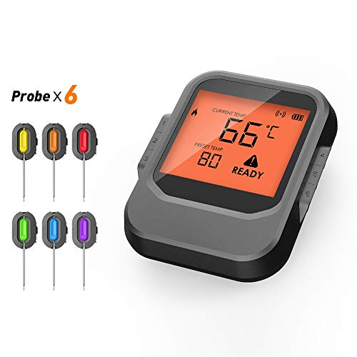 Digital Food BBQ Thermometer mit 6 Sonden Bluetooth 4.0 Wireless Control Küchentimer Backofen Grill Fleisch Thermometer Küchenwerkzeug