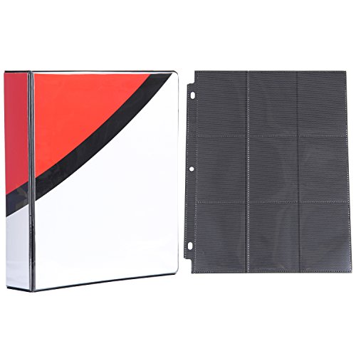 Totem World 2-inch 3-Ring Binder with 25 Black 9-Pocket Side-Loading Pages for Pokemon Cards (Poke Ball Inspired)