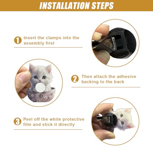 Image of 3PCS Cute Cat Car Air Vent Clips, 2D Flat Acrylic Cartoon Kitty Car Air Conditioner Outlet Clip, Auto Interior Decoration Accessories for Most Vehicles (Blue /White /Yellow)