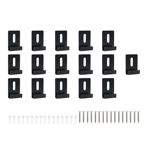 Image of Metal Mirror Clip,ULIFESTAR SUS304 Wide Channel Mirror Hanger Clip,Large Mirror Retainer Clip,Heavy Frameless Mirror J-Channel Mount Wall Clips with Screw (35*25mm /1.38*0.98 inch Black 16PCS)