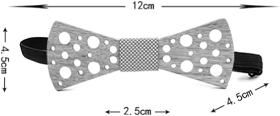 Wooden Silver Bow Tie Men's Plaid Bowtie Wood Hollow carved cut out design ties