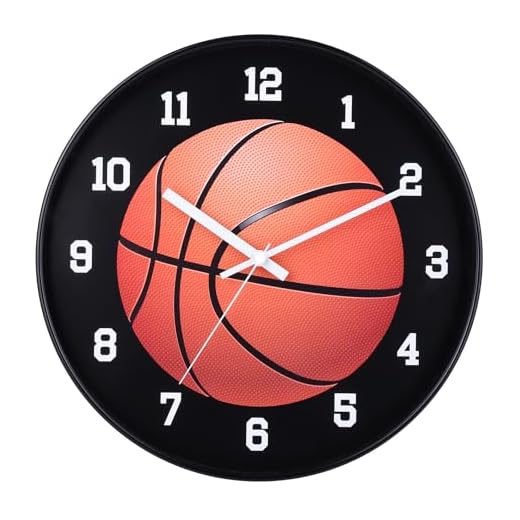 12 Inch Basketball Wall Clock - Silent Non-Ticking, Battery Operated, Durable Frame - Sports Decor for Bedroom, Office, Man Cave for Basketball Fans/Lovers, Dad