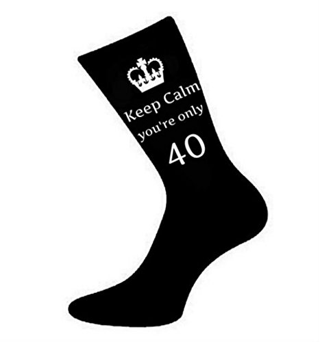 Mens Keep Calm You're Only 40 Black Socks 40th Birthday, Black, US Size 6-13