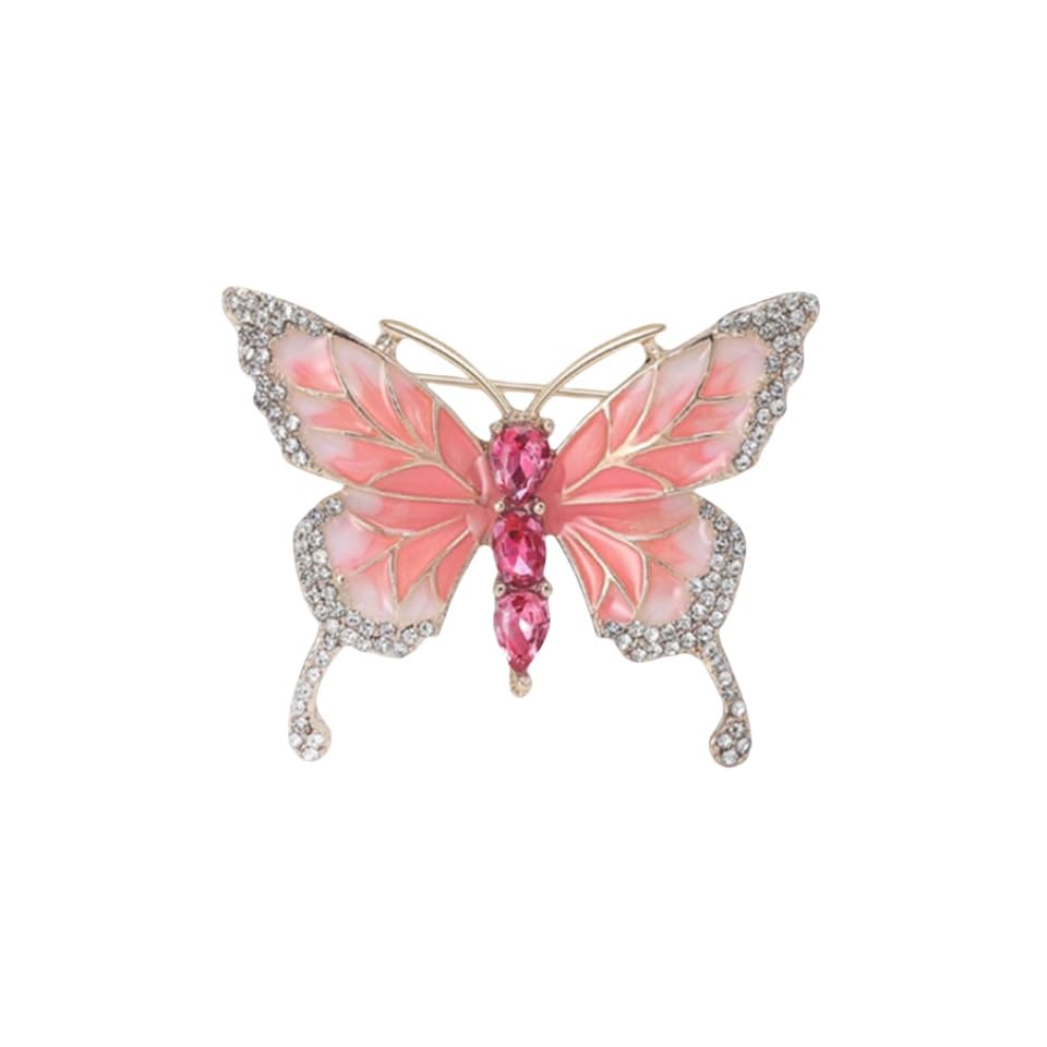 Image of Butterfly Crystal Rhinestone Brooch Pin for Women Colorful Glitter Pearl Bead Lapel Pins Hats Clothes Dress Accessories Jewelry