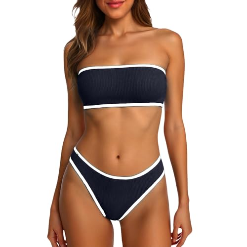Bikini deux pièces et bas tankini noir XL pour vos journées farniente à la plage