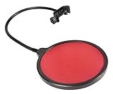 BlastCase Studio Microphone Wind Screen Pop Filter/Swivel Mount, Flexible Gooseneck Holder BCMI1 Black/Red, 1 Pack