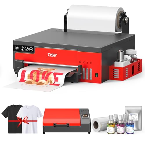 A4 DTF Printer with Oven, XP600 Apparel T-Shirt Printing Machine Bundles, Double Speed Vs L1800/L805, White Ink Mixing System, 2-Year Free Ink