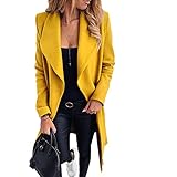 ❤Design: Revers einfarbige langärmelige, mittellange Wolljacke, das Revers-Design ist klassisch und modisch, der mittellange Strickjacken-Mantelstil unterstreicht das Temperament, der Bund betont die Taille, tägliches Pendeln und Freizeiteinkäufe sind eine gute Wahl .