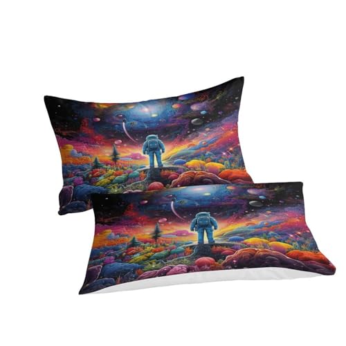 Housse de couette cosmos microfibre anti-plis parure de lit zippée 220x240cm - 6