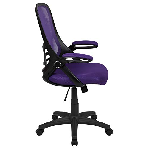 Flash Furniture Porter High Back Mesh Ergonomic Swivel Office Chair With Lumbar Support, Flip-Up Arms, Tilt Lock/Tilt Tension, Height Adjustable, Purple/Black Frame #TOP7