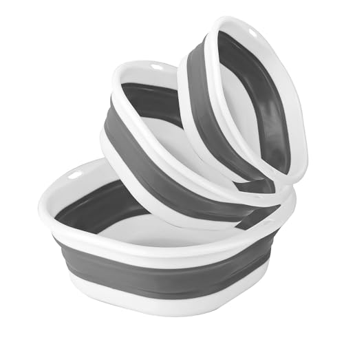 3 Stück Waschschüssel, Spülschüssel Faltbare Waschbecken, Faltbare Schüssel, Faltbarer Eimer, Tragbares Waschbecken, Platzsparende Kunststoff-Waschwanne für Camping Küche (3 Größen)