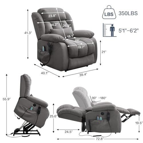 Sillón reclinable eléctrico tela lino color neutro miniatura 2