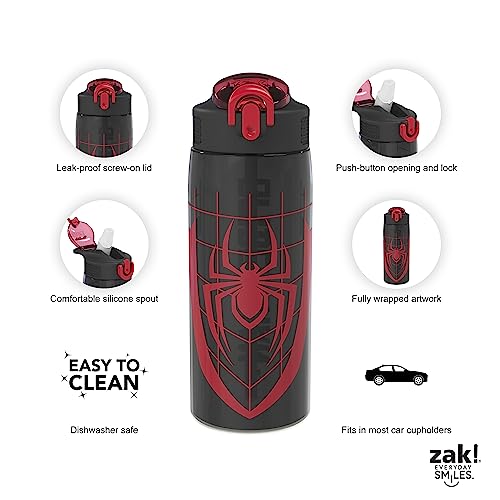 Image of Zak Designs Spider-Man 25oz Leak-Proof Straw Kids Water Bottle, Plastic