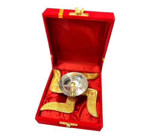 Image of DSH Decorative Swastik Diya with Royal Velvet Box for Pooja,Diwali,Home Decor and Return Gift.