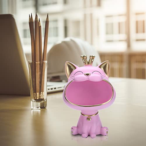 Estatua de gato de resina para decoración y almacenamiento miniatura 3