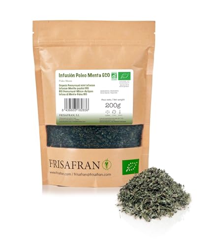 FRISAFRAN | Infusion Menthe Pennyroyal Bio en Vrac 200g | thé à la menthe pouliot | Digestif | Anti-rhume | Boisson saine | Thé Pennyroyal pour la répit | Antiviral naturel | Tisane de menthe | tisane