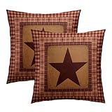 Imiss Western Pillow Covers 18x18 Inch Set of 2 Texas Star Throw Pillow Covers Red ​Check Star Pillow Cushion Country Star Classic Outdoor Decorative Pillow Case for Couch Sofa Bedroom