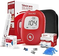 Sinocare Blood Glucose Meter, 50 x Strips Blood Glucose Test Kit, Blood Glucose Test - mg/dL (Safe AQ Smart)