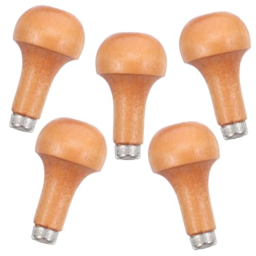 ULTECHNOVO 5個木製彫刻刀ハンドル エルゴノミックグリップ付き きのこ型デザイン 木工用彫刻 彫刻刀用ハンドル 交換用 木工アクセサリー