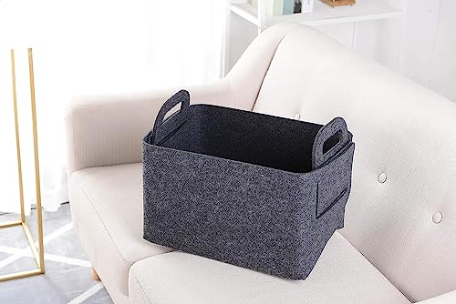 Image of Renva Felt Storage Basket for Organizing, Large Fabric Collapsible Storage Bins with Handles, Foldable Storage Basket Bins, Perfect for Shelves, Closet, Books, Clothes Organizing