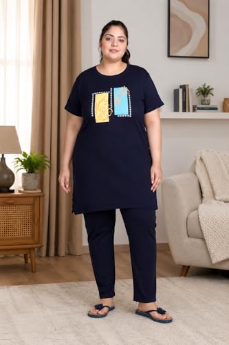 Image of In Love Women's Printed Cotton Plus Size Longline T-Shirt with Pockets | Cotton fabric - soft longline T-shirt with easy plus-size fit