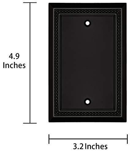 Image of Henne Bery Sunken Pearls Heavy Duty Decorative Wall Plate Switch Plate Outlet Cover, Durable Solid Zinc Alloy (Single Blank 2PK, Matte Black)