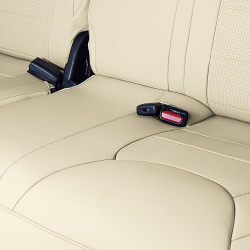 FH Group Custom Fit Car Seat Coves Speciffically Made for Chrysler Pacifica 2017-2024 - 3rd Row Set, Faux Leather, Solid Beige by FH Group - Used condition - Image 5