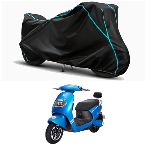 Image of Waterproof Bike Body Cover Compatible for | Tunwal Sports 63 Alpha 48V | Taffeta Fabric, Sky Piping Design, Bottom Elastic Fit | Dustproof, Sun UV & Rain Protection for All Weather.