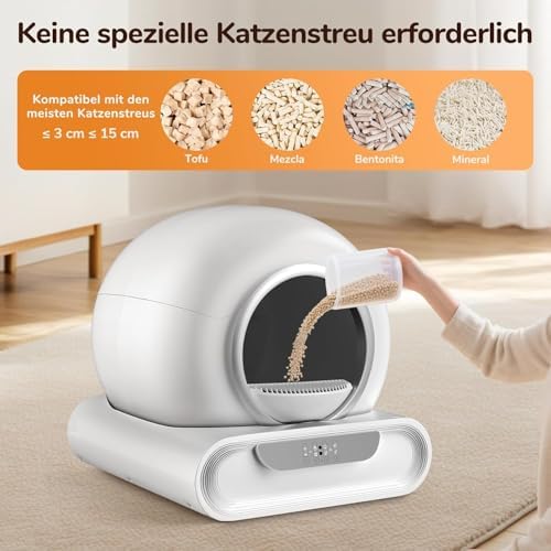 Bild 3 - Katzenklo Selbstreinigend Katzentoilette, Extra 68L XXL, Automatisches Katzenklo mit Müllsäcken, Niedriger Einstieg mit APP-Steuerung Elektrisches Katzenklo für Mehrere Katzen