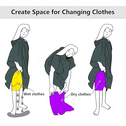 Lomtrats Quick-Drying Surf Poncho, Changing Towel, Bathrobe, Sports Towels For Swimmers,Hoodie For Adults,Swimming,Beach,Surfing,Diving,Bathing（Adult-M） - 6