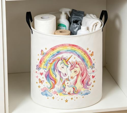 Image of 19.7 inch Laundry Basket,Dirty Clothes Hamper,Waterproof Storage Bin,Room Decor,Gift Baskets(Cute Unicorn)