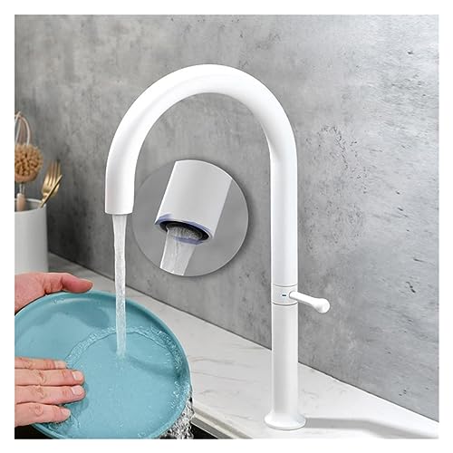 Robinet de cuisine blanc avec bec pivotant 360 pour évier moderne - 7