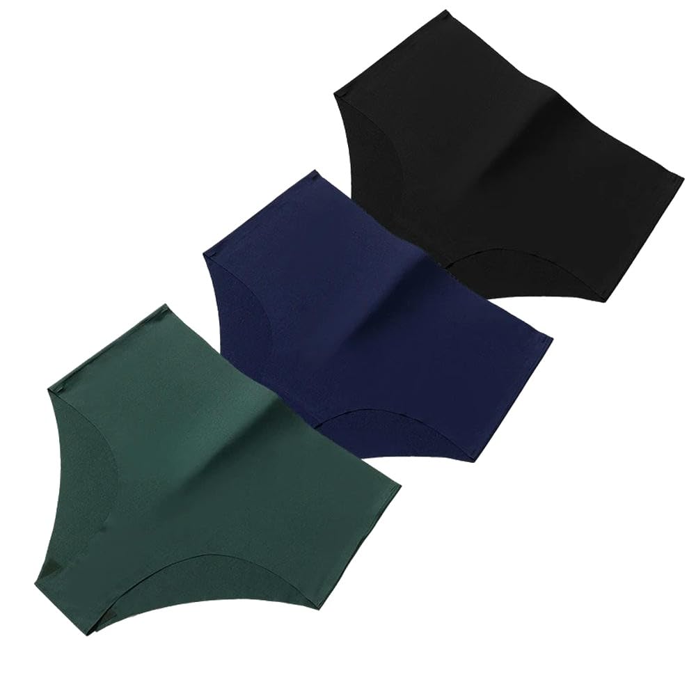 DYRBF - Juego de 3 bragas de cintura alta para mujer, ropa interior sin costuras, transpirables, talla grande, ropa interior deportiva acogedora