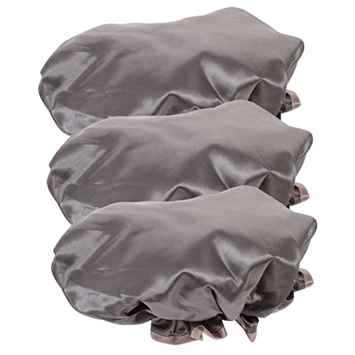 Holibanna 3pcs Satin Shower Cap Waterproof Hair Cap for Women Stretchy Straps Braid Protection